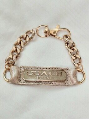 Coach Gold Est 1941 Leather Bracelet